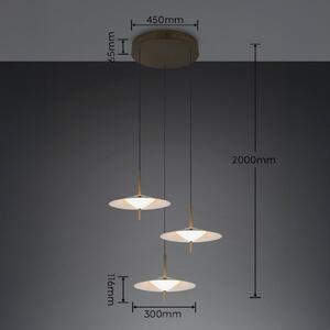 Trio Lighting LED závěsné světlo Amalo, platinová, Ø 67 cm, kov, 3 žárovky, stmívatelný, Hliník / šedá / zinek, Obývací pokoj / jídelna, kov, Moderní