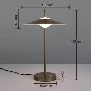 Trio Lighting LED stolní lampa Amalo v platinové barvě, výška 46 cm, kov,, stmívatelný, Hliník / šedá / zinek, Obývací pokoj / jídelna, kov, Moderní