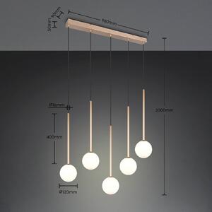 Trio Lighting Závěsné světlo Firano, zlatá, délka 107 cm, kovová, 5ramenná., Mosaz / zlato, Obývací pokoj / jídelna, kov, Moderní