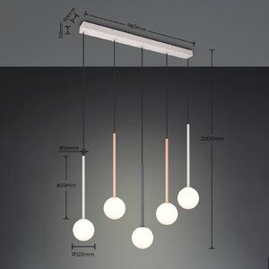 Trio Lighting Závěsné světlo Firano, barevné, délka 107 cm, kovová, 5ramenná, Vícebarevná, Obývací pokoj / jídelna, kov, Moderní