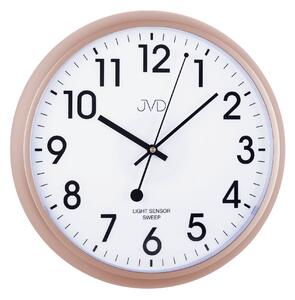 Plastové hodiny JVD sweep HP698.5 - metalické ROSE POSLEDNÍ KS STAŇKOV (netikající hodiny se senzorem podsvícení)