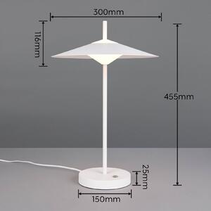 Trio Lighting LED stolní lampa Amalo, matná bílá, výška 46 cm, kov,, stmívatelný, Bílá / opál, Obývací pokoj / jídelna, kov, Moderní