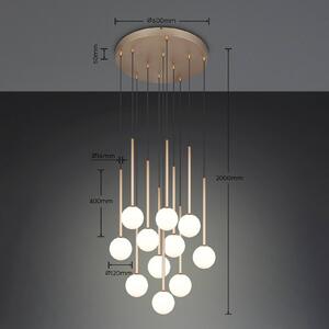 Trio Lighting Závěsné světlo Firano, zlatá, Ø 66 cm, kov, 11ramenná, Mosaz / zlato, Obývací pokoj / jídelna, kov, Moderní