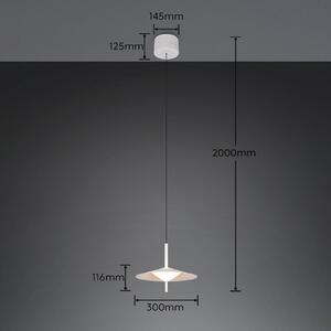 Trio Lighting Závěsné světlo Amalo, matná bílá, Ø 30 cm, kov,, stmívatelný, Bílá / opál, Obývací pokoj / jídelna, kov, Moderní