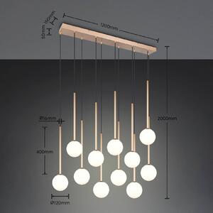 Trio Lighting Závěsné světlo Firano, zlatá, délka 129 cm, kov, 11ramenná., Mosaz / zlato, Obývací pokoj / jídelna, kov, Moderní