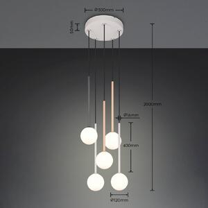 Trio Lighting Závěsné světlo Firano, barevné, Ø 36 cm, kov, 5ramenné, Vícebarevná, Obývací pokoj / jídelna, kov, Moderní