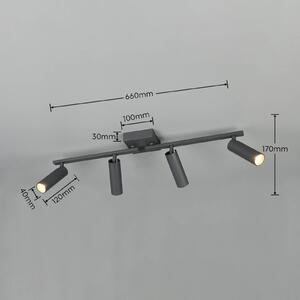 Trio Lighting Stropní bodové světlo Dara, délka 66 cm, antracitová barva, kov, 4ramenný, Černá, Obývací pokoj / jídelna, kov, Moderní