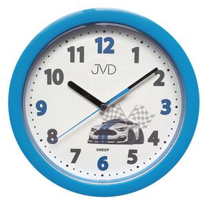 Dětské modré závodnické netikající tiché hodiny JVD HP612.D5 s tichým chodem (se závoďákem)