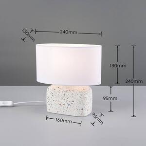 Trio Lighting Stolní lampa Livare, výška 24 cm, bílá/barevná, beton/látka, Vícebarevná, Obývací pokoj / jídelna, Beton