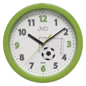 Dětské zelenkavé fotbalové netikající tiché hodiny JVD HP612.D4 s tichým chodem (s fotbalovým míčem pro malé fotbalisty)