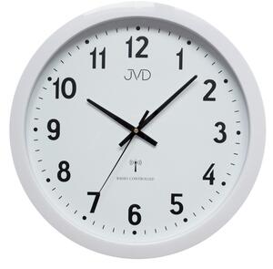 Bílé kulaté rádiem řízené velké hodiny JVD RH652 - průměr 40cm