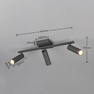 Trio Lighting Stropní bodové světlo Dara, délka 46 cm, antracitová barva, kov, 3ramenný, Černá, Obývací pokoj / jídelna, kov, Moderní