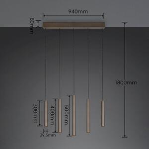 Trio Lighting LED závěsné světlo Arimato, délka 94 cm, platinově zbarvený kov,, Hliník / šedá / zinek, Obývací pokoj / jídelna, kov, Moderní