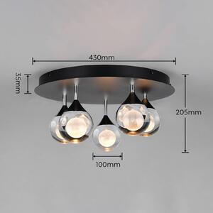 Trio Lighting LED stropní svítidlo Calista, chrom, Ø 43 cm, kov/sklo, 5 žárovek, stmívatelný, Chrom / stříbro, Obývací pokoj / jídelna, kov, Moderní