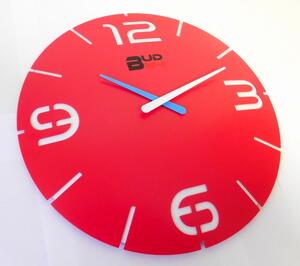 Klenoty Budín Červené plastové designové nástěnné hodiny BUD-IN C1910 (Klenoty Budín Červené plastové designové nástěnné hodiny BUD-IN C1910)