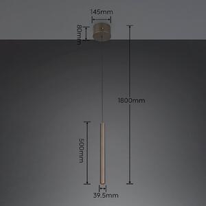 Trio Lighting LED závěsné světlo Arimato, Ø 4 cm, platinová barva, kov,, Hliník / šedá / zinek, Obývací pokoj / jídelna, kov, Moderní