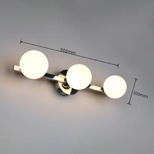 Trio Lighting Nástěnné světlo Alfio, šířka 50 cm, chromovaný kov/sklo, IP44, 3 žárovky, Chrom / stříbro, Koupelna, kov, Moderní