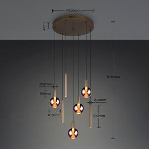 Trio Lighting LED závěsné světlo Melaro, Ø 59 cm, platinová, kov/sklo, 7 žárovek, stmívatelný, Hliník / šedá / zinek, Obývací pokoj / jídelna, kov