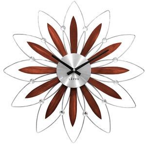 Designové paprskovité dřevěné stříbrné hodiny LAVVU CRYSTAL Flower LCT1111 (POŠTOVNÉ ZDARMA!!)