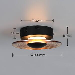 Trio Lighting LED nástěnné světlo Sirena, černá/jantarová, Ø 20 cm, sklo,, stmívatelný, Černá, Obývací pokoj / jídelna, kov