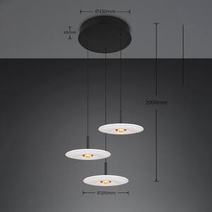 Trio Lighting LED závěsné světlo Sirena, bílá, Ø 41 cm, sklo, 3ramenná, stmívatelný, Bílá / opál, Obývací pokoj / jídelna, kov