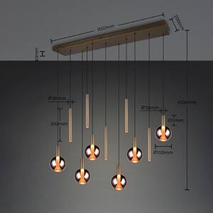 Trio Lighting LED závěsné světlo Melaro, 120 cm, platinová, kov/sklo, 11 žárovek, stmívatelný, Hliník / šedá / zinek, Obývací pokoj / jídelna, kov