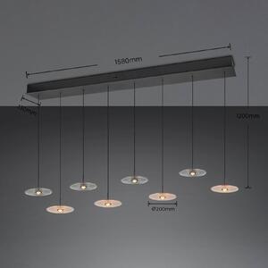 Trio Lighting LED závěsné světlo Sirena černá/jantarová/kouřová 167 cm sklo 8ramenné, stmívatelný, Černá, Obývací pokoj / jídelna, kov