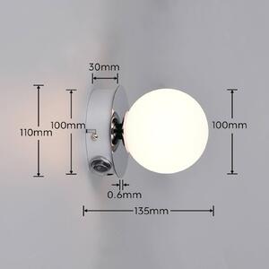 Trio Lighting Nástěnné světlo Alfio, Ø 11 cm, chromová barva, kov/sklo, IP44, Chrom / stříbro, Koupelna, kov, Moderní