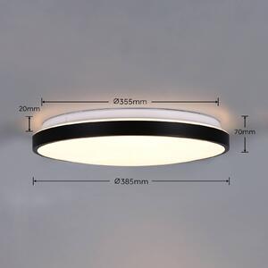 Trio Lighting LED stropní svítidlo Fena, matná černá, Ø 38 cm, kov, IP44, stmívatelný, Černá, Koupelna, kov, Moderní