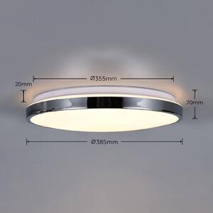 Trio Lighting LED stropní svítidlo Fena, chromová barva, Ø 38 cm, kov, IP44, stmívatelný, Chrom / stříbro, Koupelna, kov, Moderní