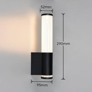 Trio Lighting LED nástěnné světlo Stefano, matná černá, výška 29 cm, kov, IP44, Černá, Koupelna, Plast, Moderní