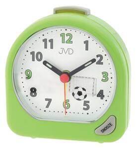 Dětský zelený fotbalový ručkový budík JVD SR672.4 pro malé fotbalisty (dětský analogový budík)