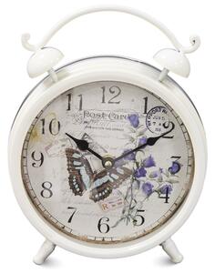 Klenoty Budín Bílý velký retro hodiny s motýlem 77201 (Klenoty Budín Bílý velký retro hodiny s motýlem 77201)