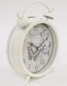 Klenoty Budín Bílý velký retro hodiny s motýlem 77201 (Klenoty Budín Bílý velký retro hodiny s motýlem 77201)
