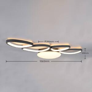 Trio Lighting LED stropní svítidlo Amelio, černé, 102 cm, dálkové ovládání, stmívatelný, Bílá / opál, Obývací pokoj / jídelna, Plast, Moderní