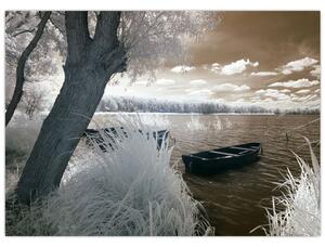 Obraz loďky na jezeře (70x50 cm)