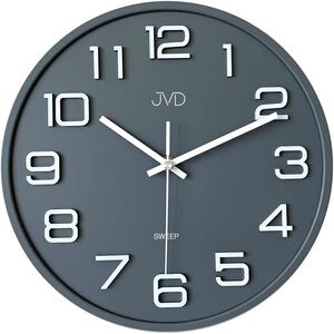 Plastové pastelové nástěnné tiché netikající dětské hodiny JVD HX2472.1 (šedé pastelové nástěnné hodiny)