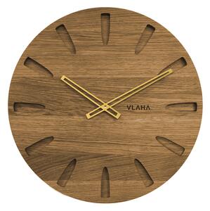 Velké dubové hodiny VLAHA vyrobené v Čechách se zlatými ručkami VCT1020 (hodiny s vůní dubového dřeva a certifikátem pravosti a datem výroby)