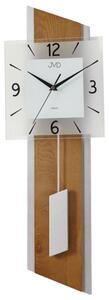 Dřevěné skleněné netikající tiché nástěnné kyvadlové hodiny JVD NS19052.1 (tiché dřevěné kyvadlové hodiny)