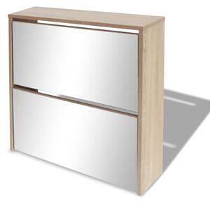 Botník dvoupatrový zrcadlo dub 63 x 17 x 67 cm