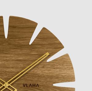 Velké dubové hodiny VLAHA ORIGINAL vyrobené v Čechách se zlatými ručkami VCT1030 (hodiny s vůní dubového dřeva a certifikátem pravosti a datem výroby)