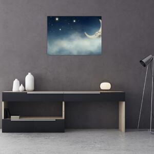 Obraz - Měsíc s hvězdami (70x50 cm)