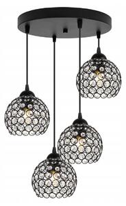 Závěsné svítidlo Crystal, 4x černé křišťálové stínítko