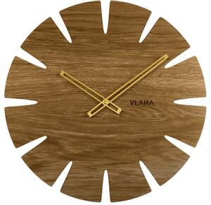 Velké dubové hodiny VLAHA ORIGINAL vyrobené v Čechách se zlatými ručkami VCT1030 (hodiny s vůní dubového dřeva a certifikátem pravosti a datem výroby)