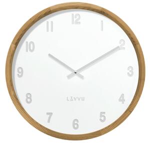 Světlé dřevěné bílé hodiny LAVVU FADE LCT4060 (LAVVU FADE LCT4060)