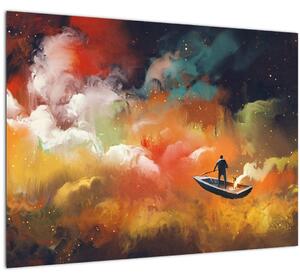 Skleněný obraz - Muž plující vesmírem (70x50 cm)