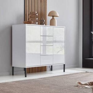 KOMODA, bílá, vysoce lesklá bílá, 105,5/86/33 cm MID.YOU - Komody na nožičkách, Online Only