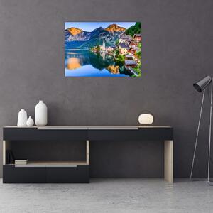 Skleněný obraz - Alpská vesnice (70x50 cm)