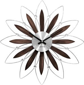 Továrna na čas Dřevěné stříbrné hodiny LAVVU CRYSTAL Flower LCT1110
