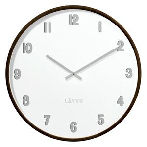 LAVVU Tmavé dřevěné bílé hodiny LAVVU FADE LCT4061